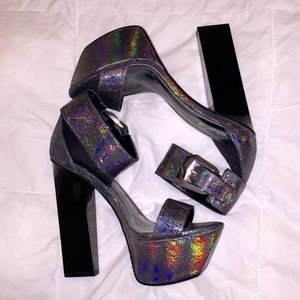 NWOT Holographic grey platforms