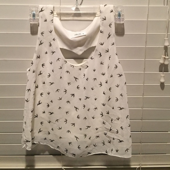 Black and white bird crop top with open back - Picture 1 of 2