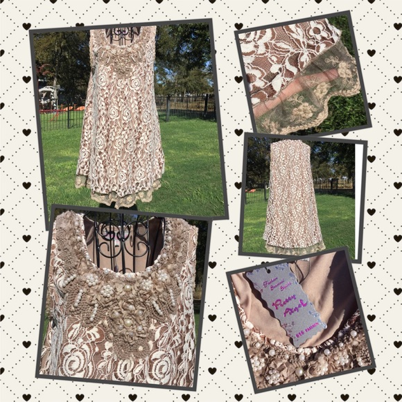 Pretty Angel Lace Overlay Tunic w/ Faux Pearls