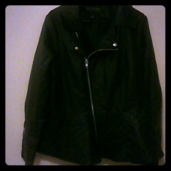 Faux leather jacket. Asymmetrical zip