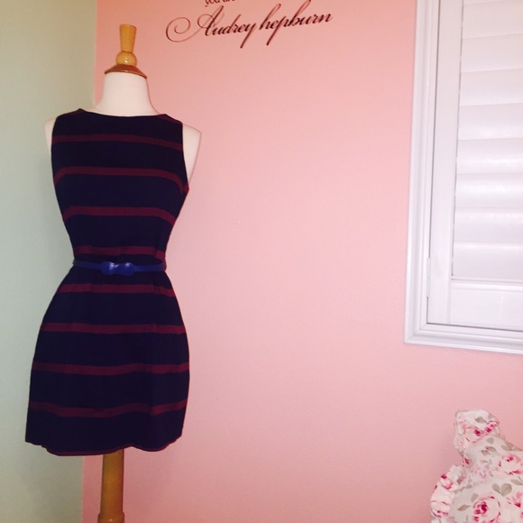 H81: Blue and Burgundy Stripped Dress ✨