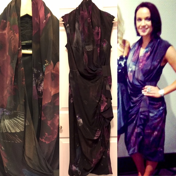 All Saints Silk Cocktail Dress Hummingbird Print