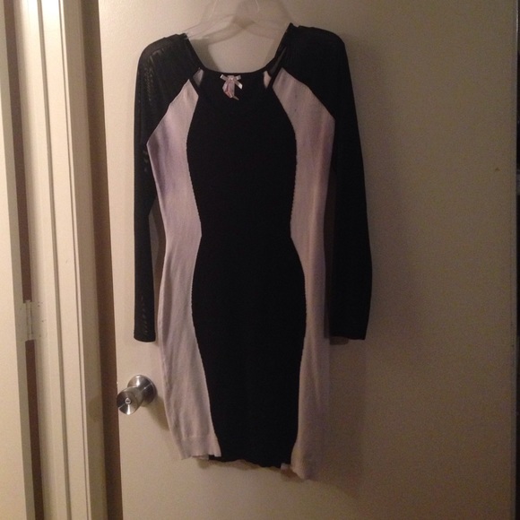 Black and white dress with sheer sleeves