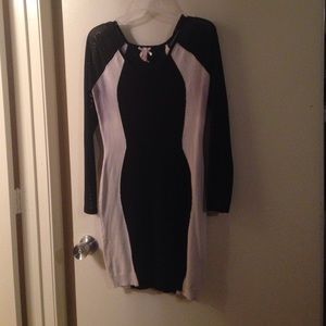 Black and white dress with sheer sleeves