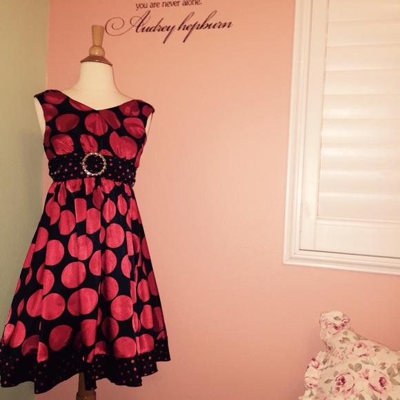 Black/Red Polka Dot Dress--kid size 16, or adult s