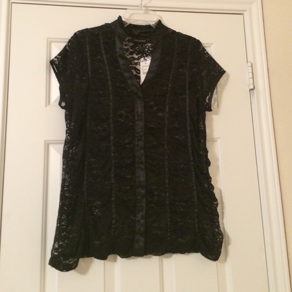 Lane Bryant black lace top NWT