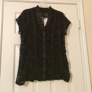 Lane Bryant black lace top NWT