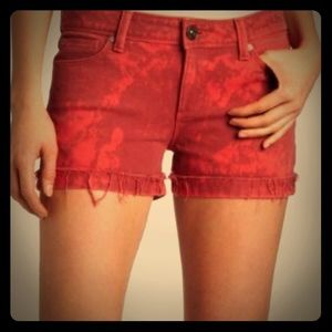 DL 1961 Red Acid Wash Frayed Stella Denim Shorts