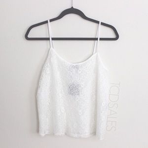White Topshop Tank w/ Lace Overlay
