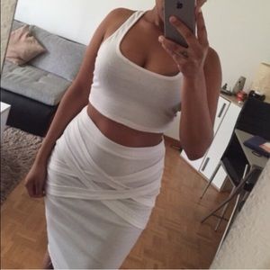 Two piece white skirt set