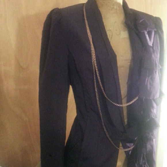 *SALE* RACHEL ROY Deep Plum Jacket w/Copper Chain - Picture 4 of 4