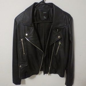 Faux leather moto jacket