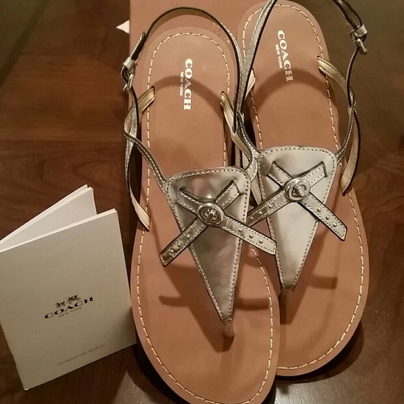 Coach Shoes - NEW Coach silver metallic sandals