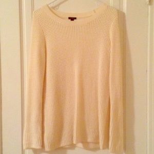 Ann Taylor Waffle Knit Off-white sweater LARGE