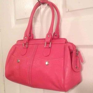 Tignanello Leather Satchel- Coral