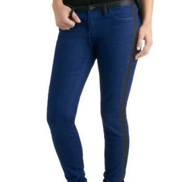 Modcloth Blank NYC Dark Blue Leather Skinny Jeans