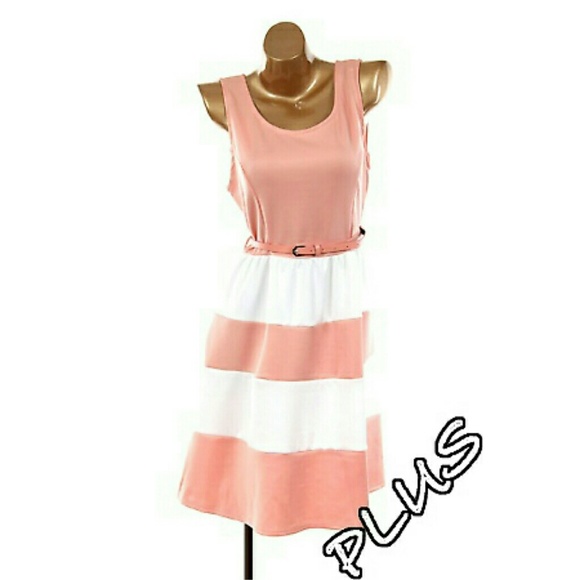 Peach and white flare dress