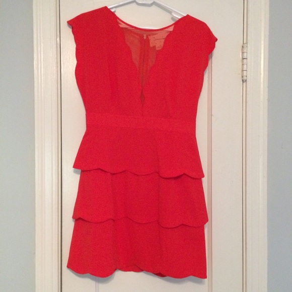 Coral red mini dress by Coincidence & Chance