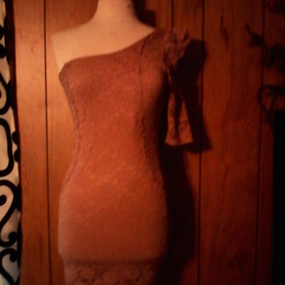 Tan one shouldered dress
