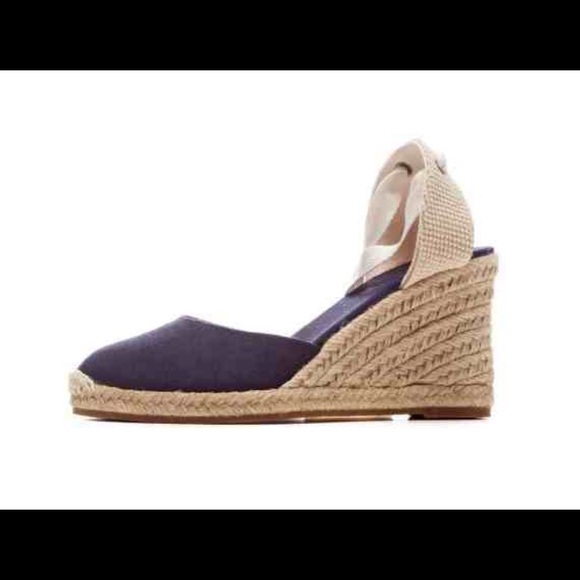 Soludos Navy Wedge Ankle Tie Espadrilles Navy NWT - Picture 4 of 4