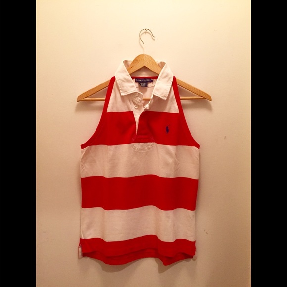 🌷 Ralph Lauren | sleeveless rugby striped polo