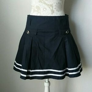 Navy Blue Pleated School Girl Sailor Cute Skirt