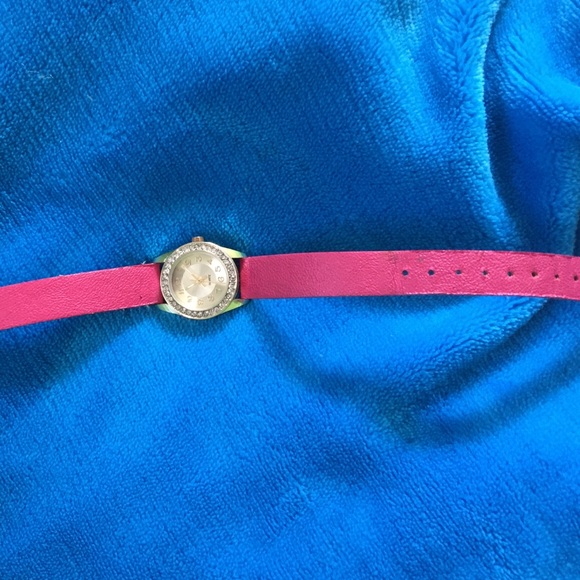 Cute pink band with diamonds on watch