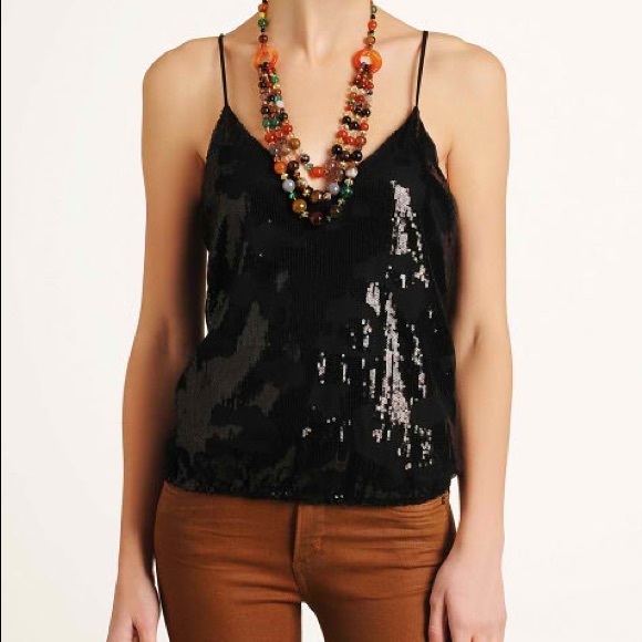 Lavender Brown Leopard Pattern Sequin Camisole Top