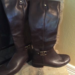 Brown leather boots