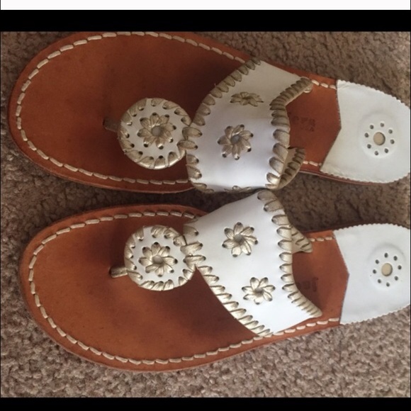 Jack Rogers white and gold