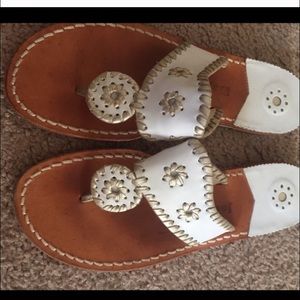 Jack Rogers white and gold