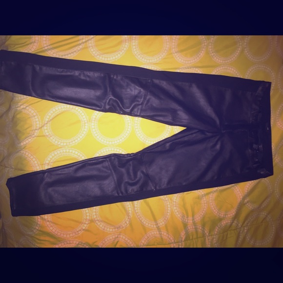 H&M black leather pants
