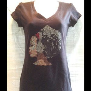 Headphone Girl Bling T-shirt
