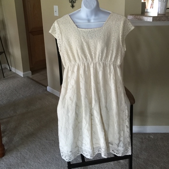 Cream dress with lace overlay
