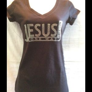Jesus One Way to Heaven Bling t-shirt