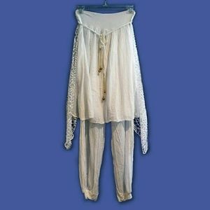 European fashion white pants with cover