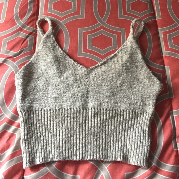 Beige Knitted Crop Top