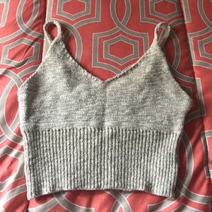 Beige Knitted Crop Top