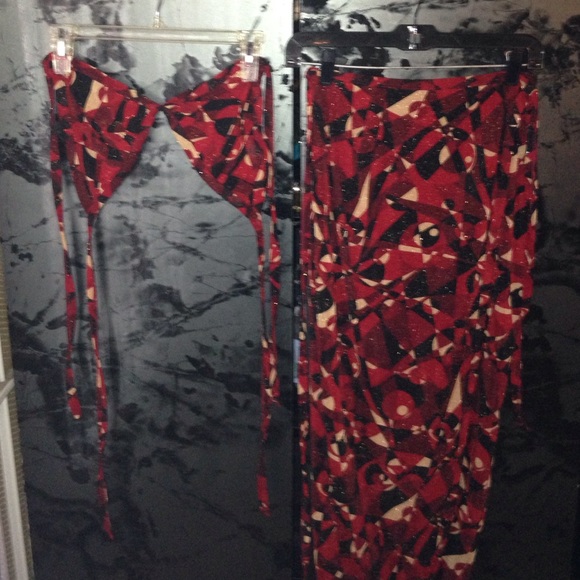 Sexy wrap skirt set.