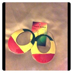 Large Rasta hoop earrings