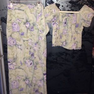 Mint Green & Purple skirt set.