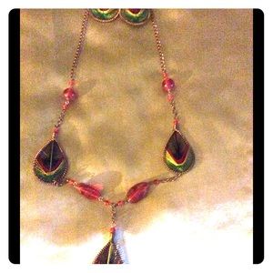 Rasta Colored Necklace/earring Set