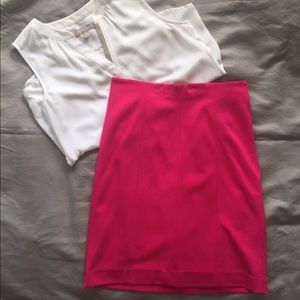 Ann Taylor Hot pink pencil skirt