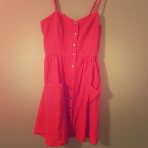 UO cherry red linen dress