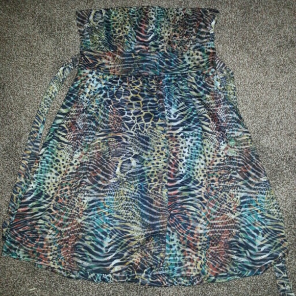 Multipatterned Strapless Dress