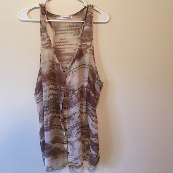 Size 1X, Maurices brown/mint green chiffon top