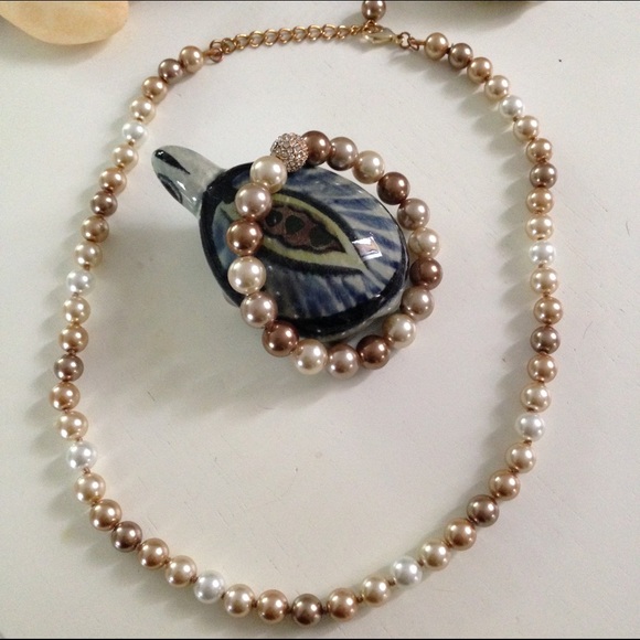Off white taupe and bronze faux pearl set