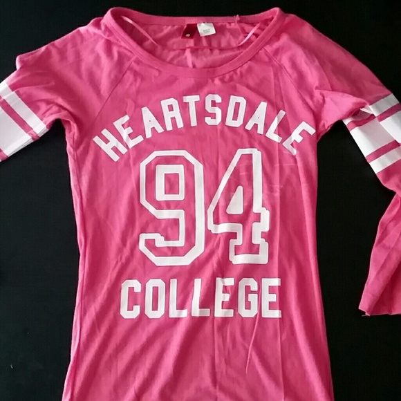 Pink and white mid length tee