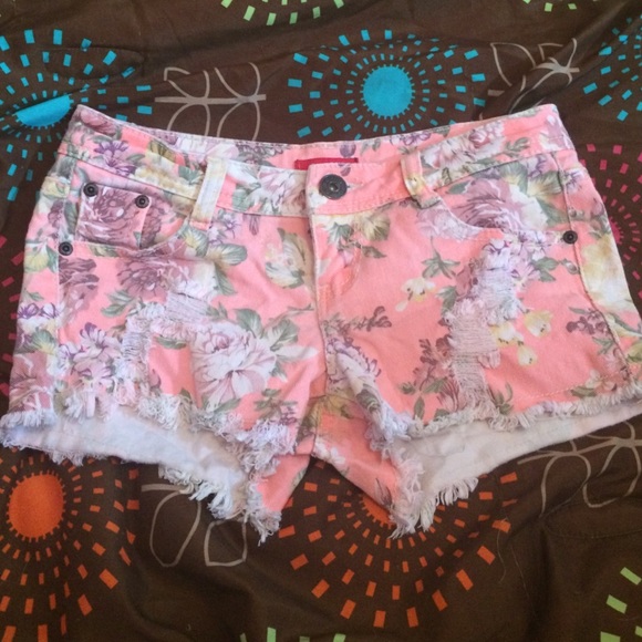 floral Jean shorts