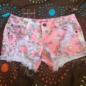 floral Jean shorts